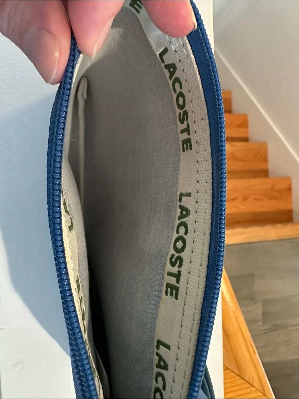 Lacoste Blue Wristlet with Green Crocodile Emblem